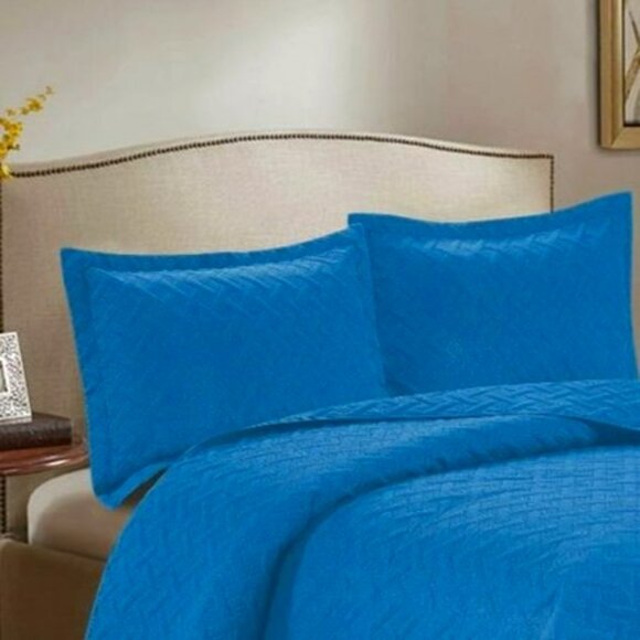 3PC Quilt Bedspread Set Oversized Queen Indigo Bunting - Picture 3 of 5